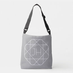 Cool Monogram, Hip Logo Style Vibe | Grey &amp; White Crossbody Bag