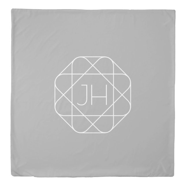 Cool Monogram, Hip Logo Style Vibe | Grey & White Duvet Cover (Front)