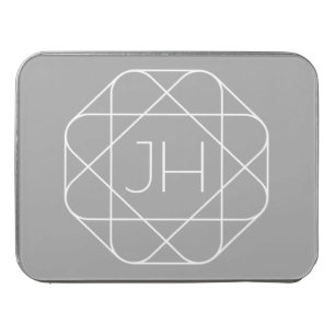 Cool Monogram, Hip Logo Style Vibe Grey & White Jigsaw Puzzle