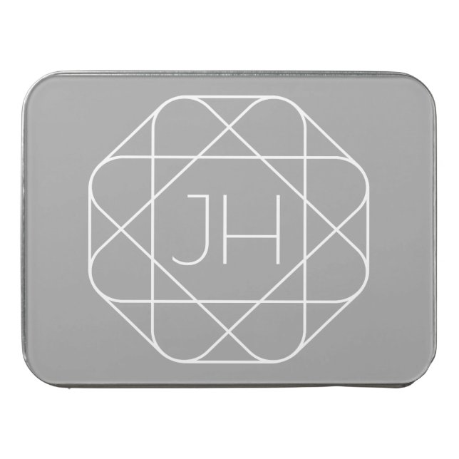 Cool Monogram, Hip Logo Style Vibe | Grey & White Jigsaw Puzzle (Case Horizontal)