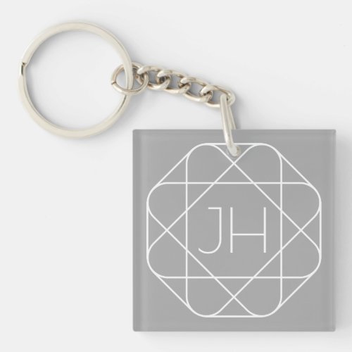 Cool Monogram Hip Logo Style Vibe  Grey  White Keychain