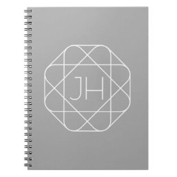 Cool Monogram, Hip Logo Style Vibe | Grey &amp; White Notebook