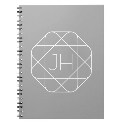 Cool Monogram Hip Logo Style Vibe  Grey  White Notebook