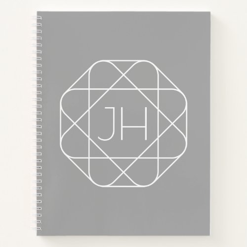 Cool Monogram Hip Logo Style Vibe  Grey  White Notebook