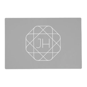Cool Monogram, Hip Logo Style Vibe Grey & White Placemat