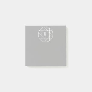 Cool Monogram, Hip Logo Style Vibe   Grey & White Post-it Notes