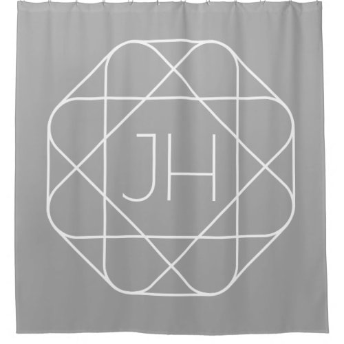 Cool Monogram Hip Logo Style Vibe  Grey  White Shower Curtain