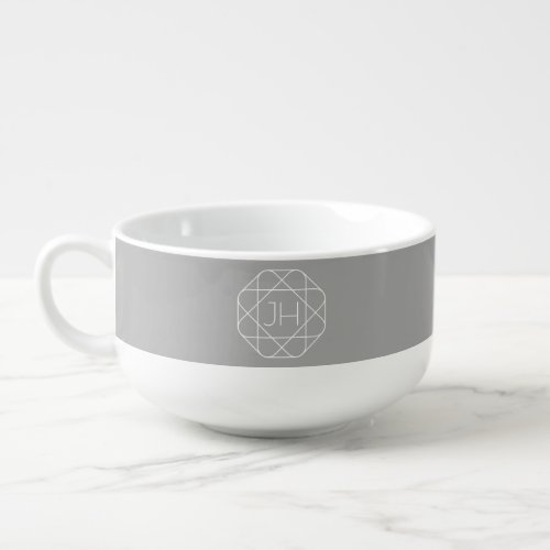 Cool Monogram Hip Logo Style Vibe  Grey  White Soup Mug