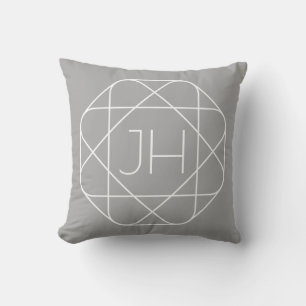 Cool Monogram, Hip Logo Style Vibe Grey & White Throw Pillow
