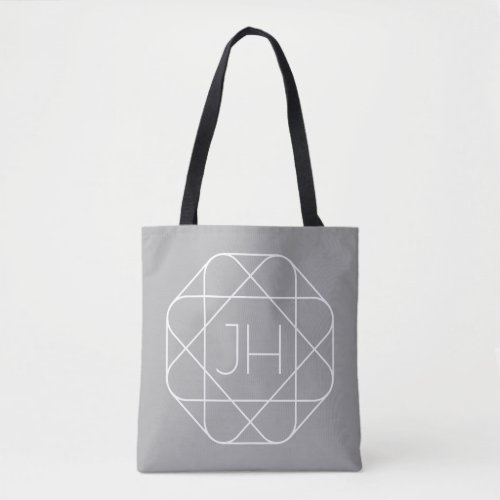 Cool Monogram Hip Logo Style Vibe  Grey  White Tote Bag