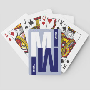 Cool Monogram (initial & name) blue Poker Cards