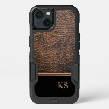 Cool Monogram Leather Look Pattern  Iphone 13 Case by idesigncafe at Zazzle