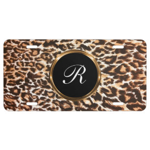 Cool Monogram Leopard Style Car Tag License Plate