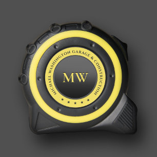 Cool Monogram Name Initials Black Yellow Modern Tape Measure