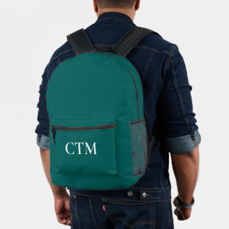 Cool Monogram on Teal Printed Backpack