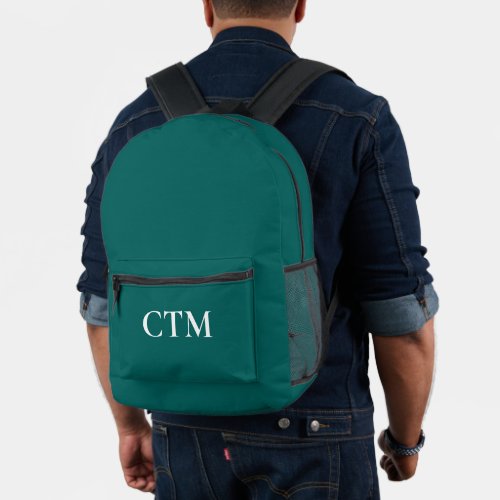 Cool Monogram on Teal Printed Backpack