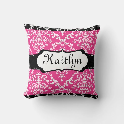 Cool Monogram Pillow Case Cover Pink Damask