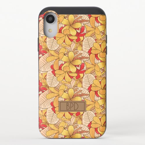 Cool Monogram Tropical Floral Pattern Red Yellow  iPhone XR Slider Case