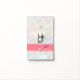 Cool monogram watercolours polka dots pattern light switch cover