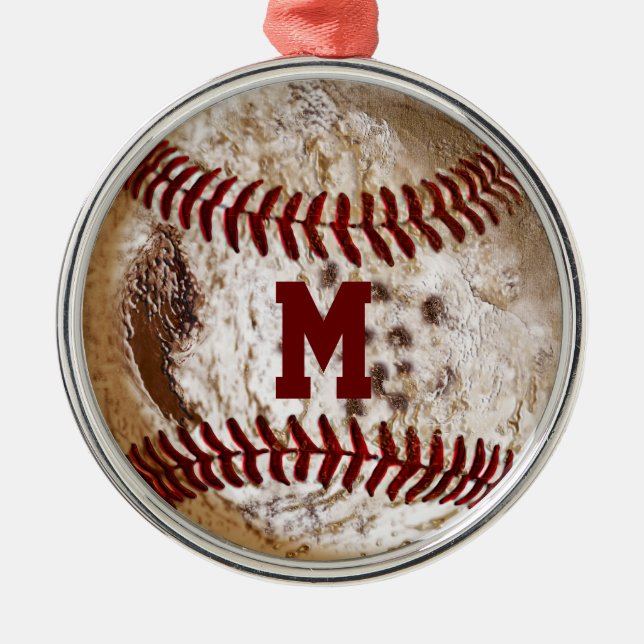 Cool Monogrammed Baseball Ornaments (Front)