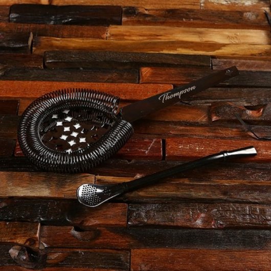 Cool Monogrammed Mixology Set with Cocktail Shaker (Front)