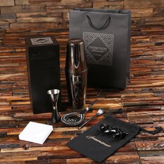 Cool Monogrammed Mixology Set with Cocktail Shaker