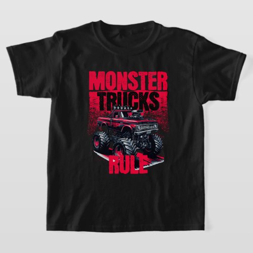Cool Monster Truck Black and Red T_Shirt