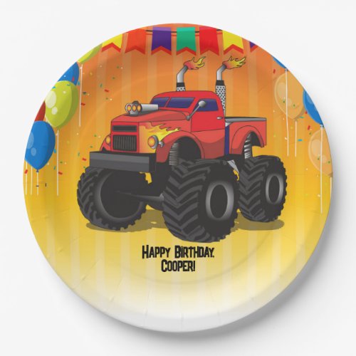 Cool Monster Truck Childrens Birthday Party Paper Plates