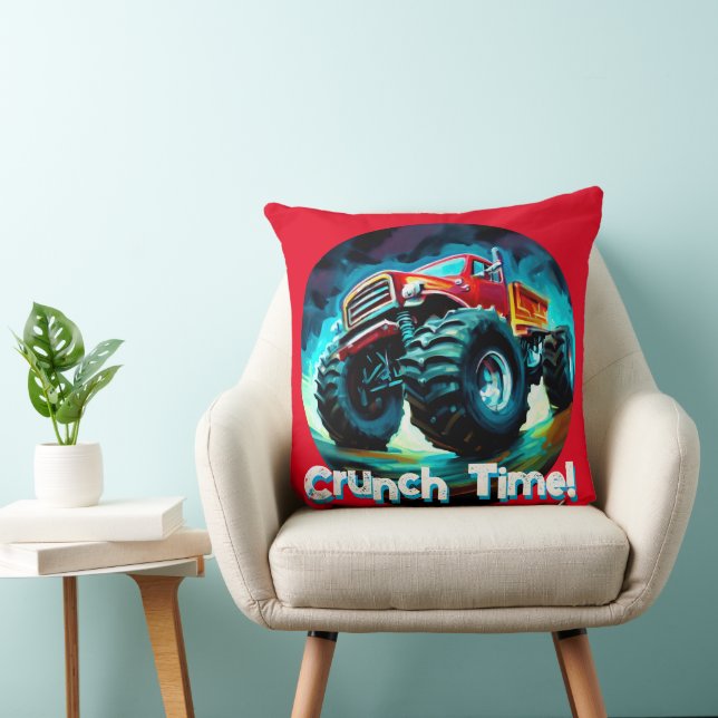Cool Monster Truck  Crunch Time Throw Pillow (Chair)