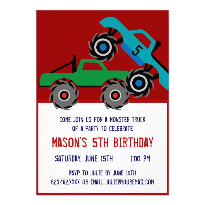 Cool Monster Trucks Birthday Party Invitations