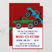 Cool Monster Trucks Birthday Party Invitations (Front/Back)