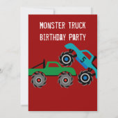 Cool Monster Trucks Birthday Party Invitations (Back)