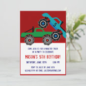 Cool Monster Trucks Birthday Party Invitations (Standing Front)