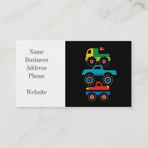 Cool Monster Trucks Blue Red Green Gifts for Boys Business Card