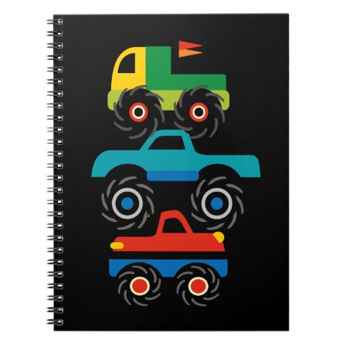 Cool Monster Trucks Blue Red Green Gifts for Boys Notebook