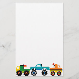 Cool Monster Trucks Blue Red Green Gifts for Boys Stationery