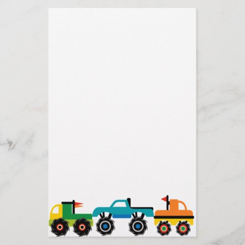 Cool Monster Trucks Blue Red Green Gifts for Boys Stationery