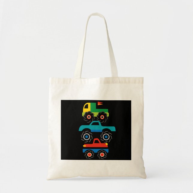 Cool Monster Trucks Blue Red Green Gifts for Boys Tote Bag (Front)