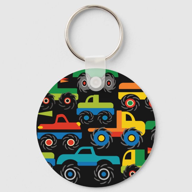 Cool Monsters Trucks Transportation Gifts for Boys Keychain (Front)
