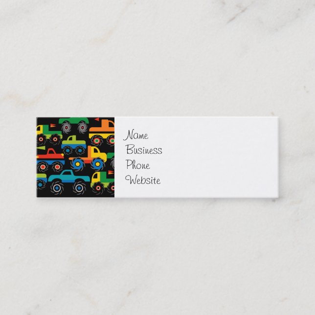 Cool Monsters Trucks Transportation Gifts for Boys Mini Business Card (Front)