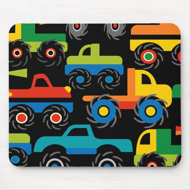 Cool Monsters Trucks Transportation Gifts for Boys Mouse Pad (Front)