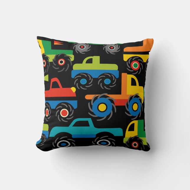 Cool Monsters Trucks Transportation Gifts for Boys Throw Pillow (Front)