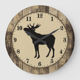 Cool Moose faux wood Large Clock