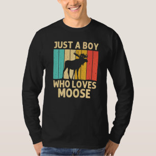 Cool Moose For Boys Kids Moose Alaska Moose Elk Hu T-Shirt