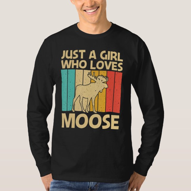 Cool Moose For Girls Kids Moose Deer Bull Elk T-Shirt (Front)