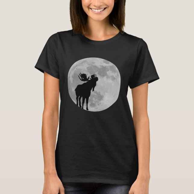 Cool Moose  Moon    Howling Moose T-Shirt (Front)