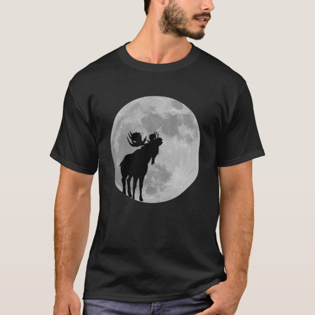 Cool Moose  Moon    Howling Moose T-Shirt (Front)