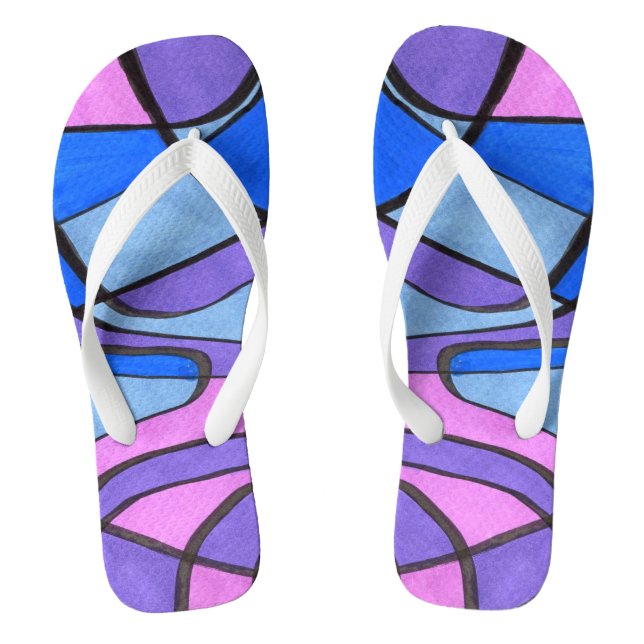 "Cool Morning" abstract flip flops. Flops (Footbed)