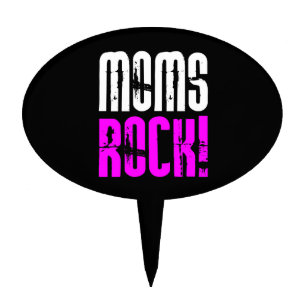 Cool Mothers Day Birthdays Christmas : Moms Rock Cake Topper