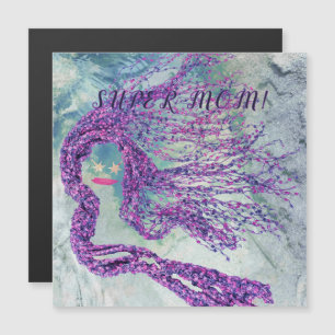 Cool Mother's day pink hair magnetic card